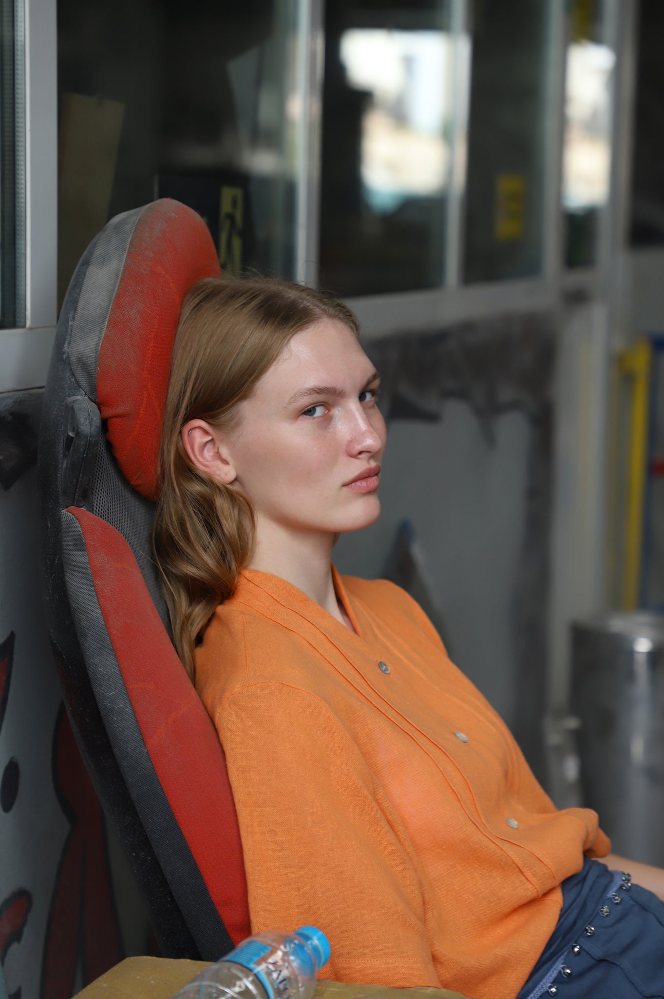 APRICOT ORANGE V-NECK SHIRT